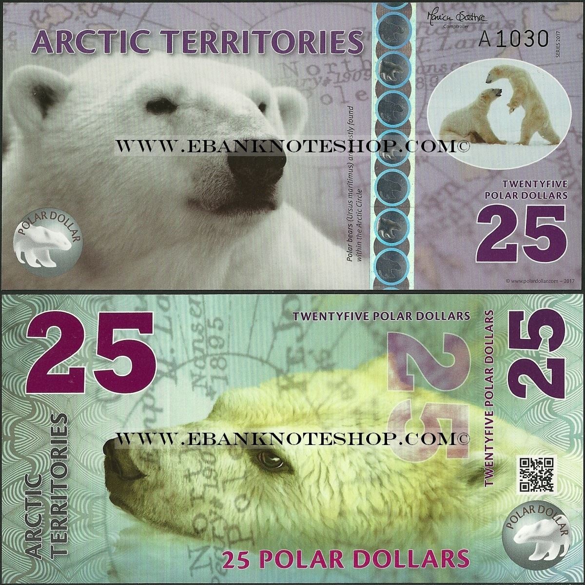 Arctic Territories 50 Polar Dollars 2017 King Eider Unc