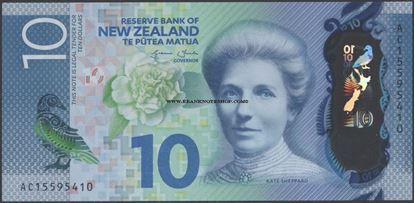 Picture of New Zealand,P192,B138,10 Dollars,2015,AM prefix