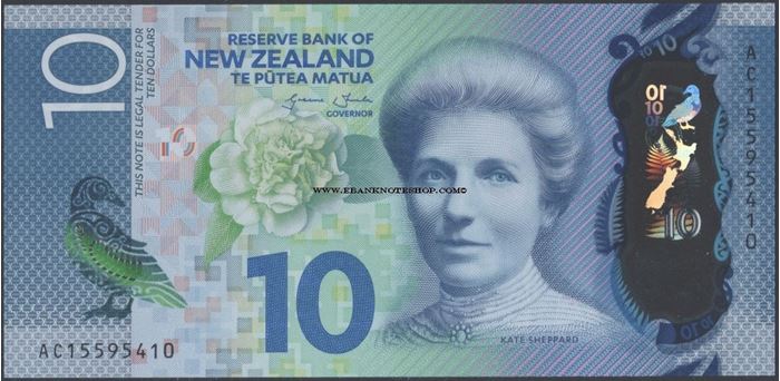 Picture of New Zealand,P192,B138,10 Dollars,2015,AM prefix