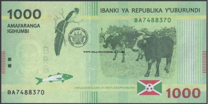 Picture of Burundi,P51,B237a,1000 Francs,2015