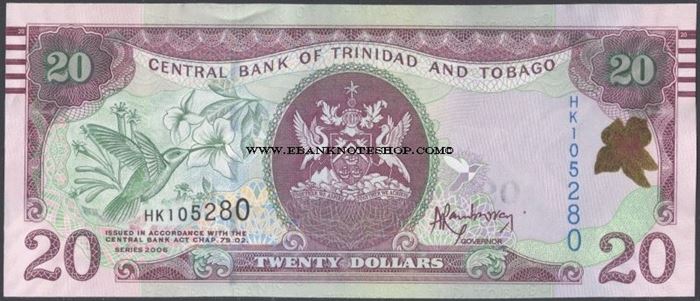 Picture of Trinidad & Tobago,P49A,B232,20 Dollars,2006