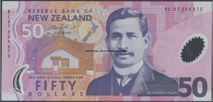 Picture of New Zealand,P188,B134d,50 Dollars,2007
