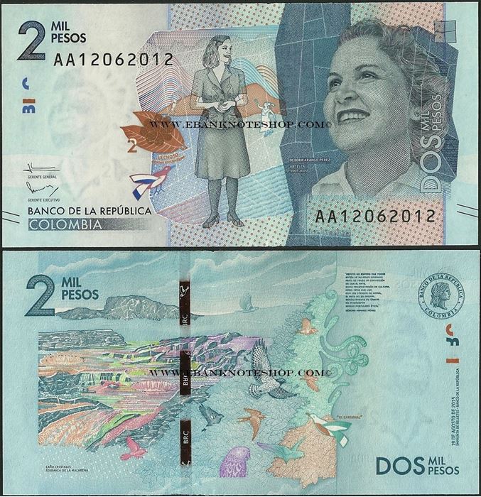 P-New 2016 AA-Prefix 5,000 5000 UNC Colombia Pesos 2015