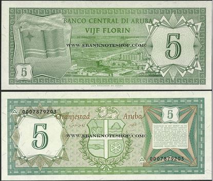 Picture of Aruba,P1,B101,5 Florin,1986