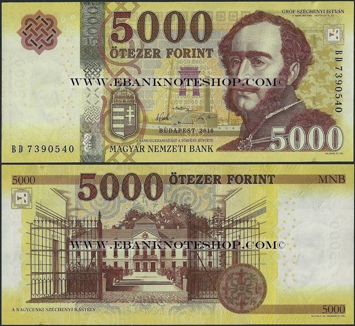 Picture of Hungary,B205,B590a,5000 Forint,2016,XF