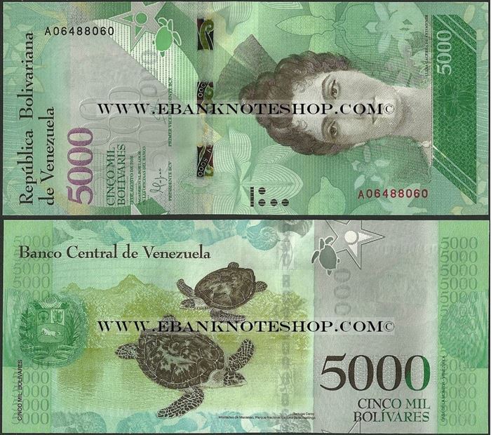 Picture of Venezuela,P097,B367a,5000 Bolivares,2016,A