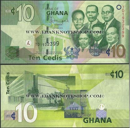 Picture of Ghana,P39f, B147f,10 Cedi,2015