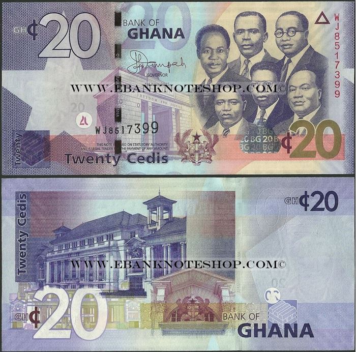 Picture of Ghana,P40f, B148f,20 Cedi,2015