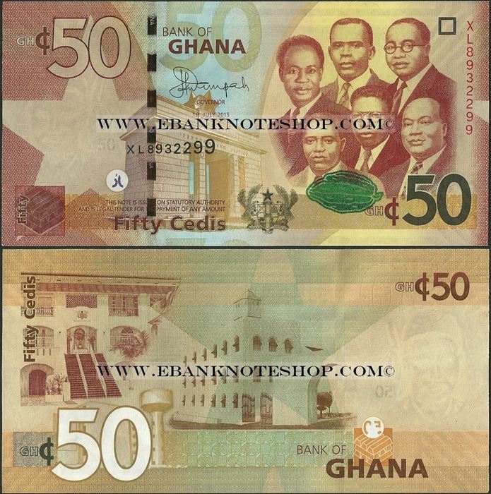 Picture of Ghana,P42c, B151c,50 Cedi,2015