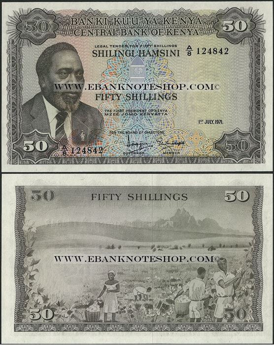 Picture of Kenya,P09,B109b,50 Shillings,1971