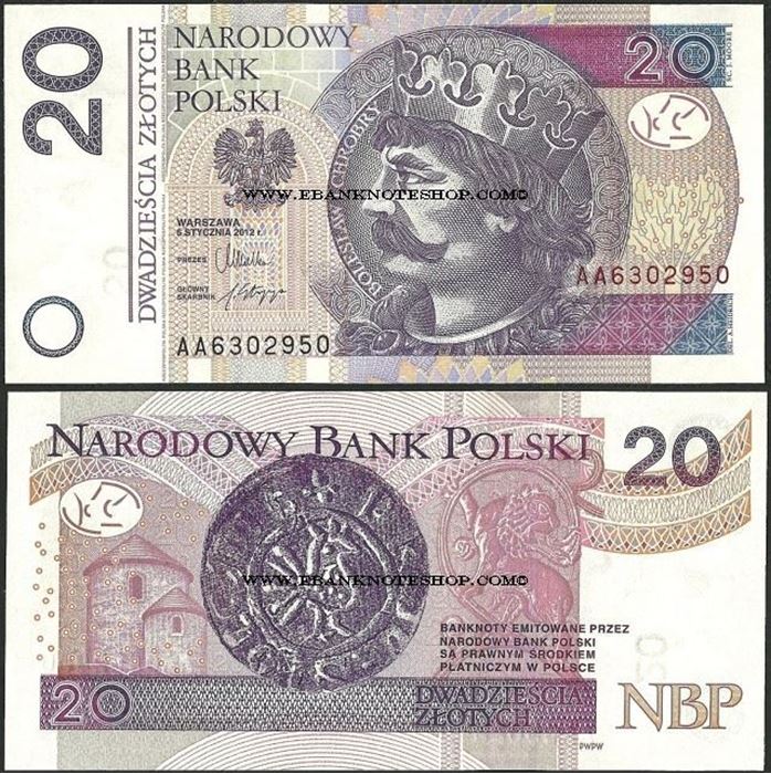 Picture of Poland,P184a,B860a,20 Zloty,2012(In 2014)
