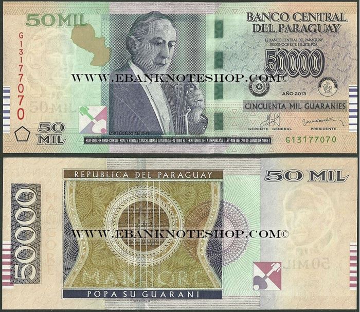 Picture of Paraguay,P236a,B859a,50 000 Guarani,2013