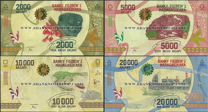 Picture of Madagascar,4 NOTE SET,B336-B339,2k to 20k Ariary,2017