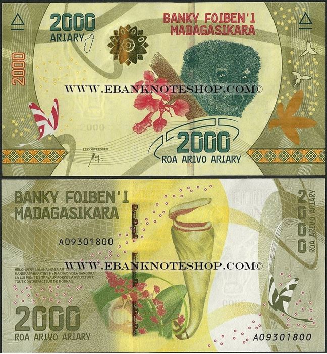 Picture of Madagascar,P101a,B336a,2000 Ariary,2017