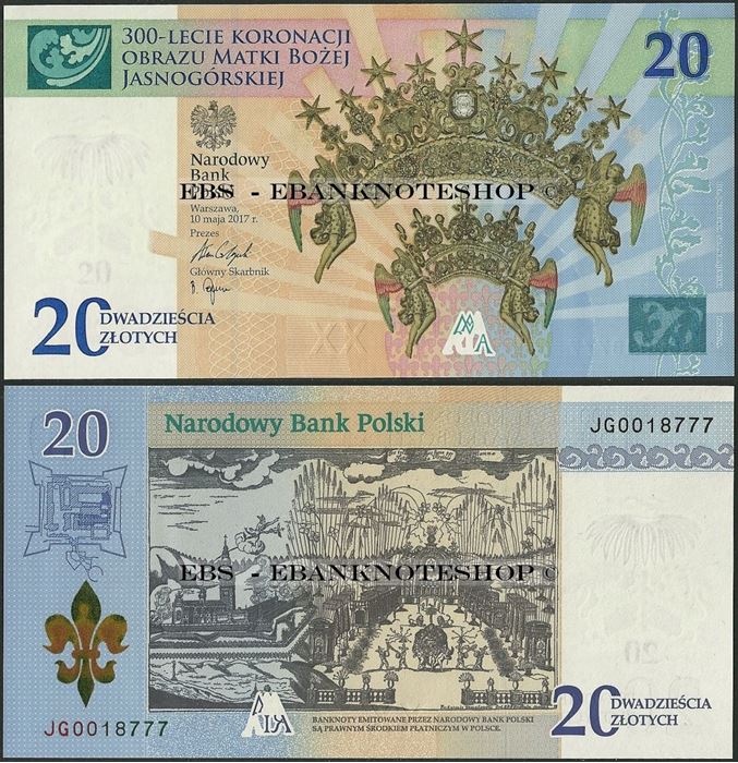 Picture of Poland,PNew,BNP821,20 Zloty,2017,Comm