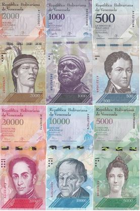 Picture of Venezuela, P94-P99,6 note set,500 to 20K Bolivares, 2016