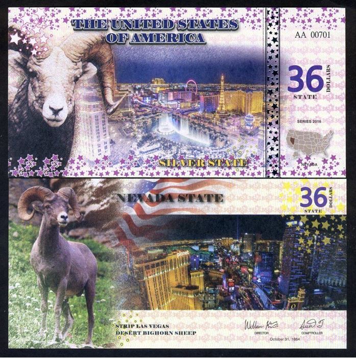 Picture of US State Dollar,36th State, Nevada,36 State Dollars