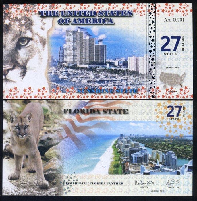 Picture of US State Dollar,27th State, Florida,27 State Dollars