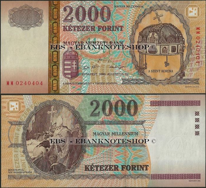 Picture of Hungary,P186,B579a,2000 Forint,2000,Comm