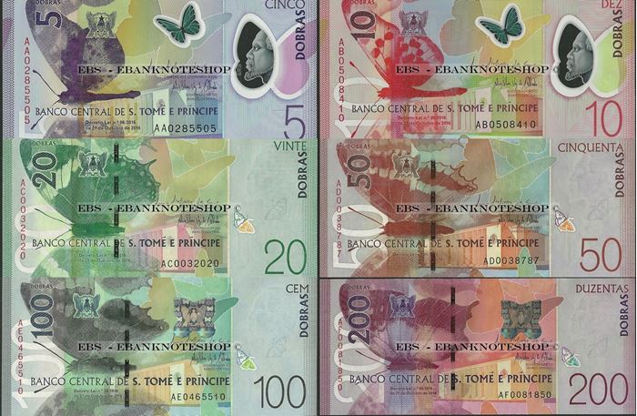 Picture of Sao Tome Principe,6 Note SET,5 - 200 Dobras,2018