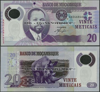 Picture of Mozambique,P149a,B234a,20 Meticais,2011