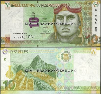 Picture of Peru,P192,B532a,10 Soles,2016