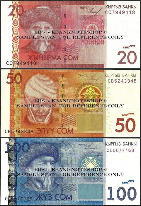 Picture of Kyrgyzstan,3 NOTE SET,P24-P26,170 Som,2009