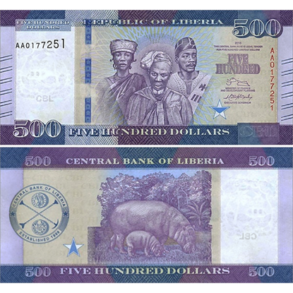 Picture of Liberia,P36a,B316a,500 Dollars,2016