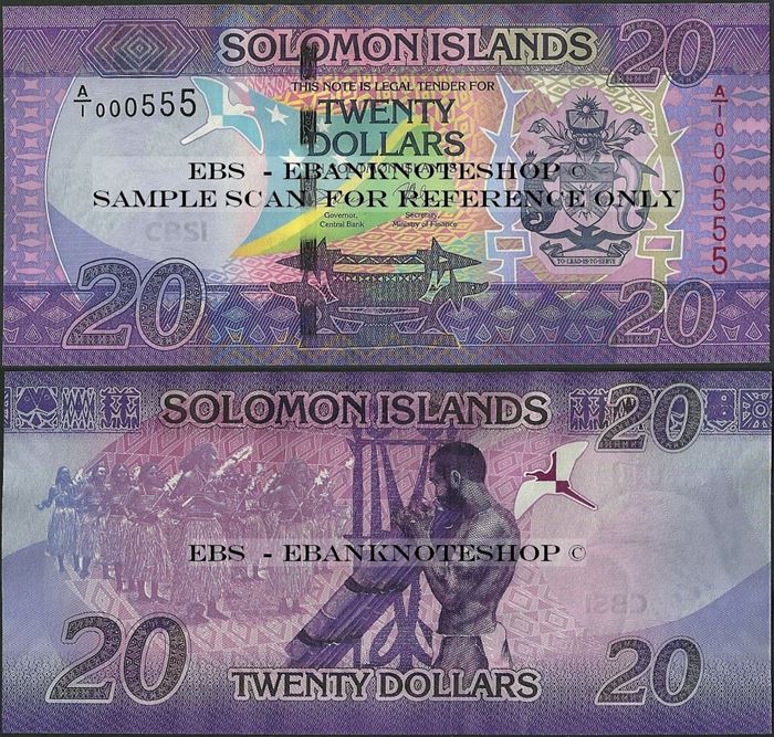 Picture of Solomon Islands,P34,B223,20 Dollars,2017,3 serial