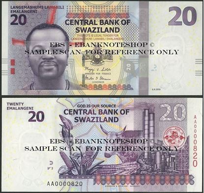Picture of Swaziland,P37a,B232a,20 Emalangeni,2010