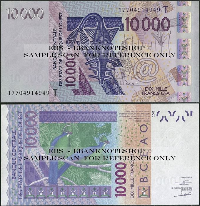 Picture of WAS T Togo,P818T, B124Tq,10000 Francs,2017