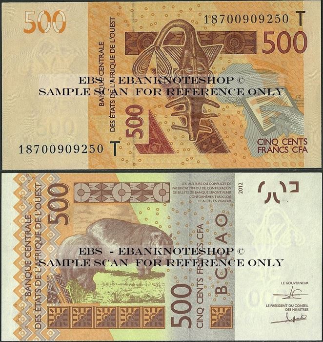 Picture of WAS T Togo,P819T, B120Tb,500 Francs,2013