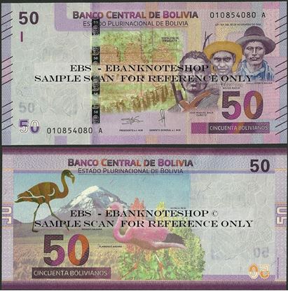 Picture of Bolivia,P250,B419a,50 Bolivianos,2018