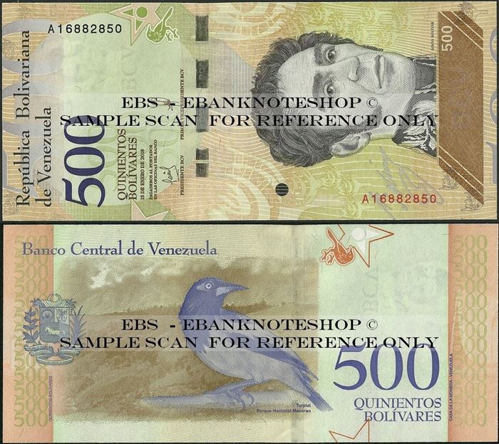 Picture of Venezuela,P108,B378,500 Bolívar Soberano, 2018,A
