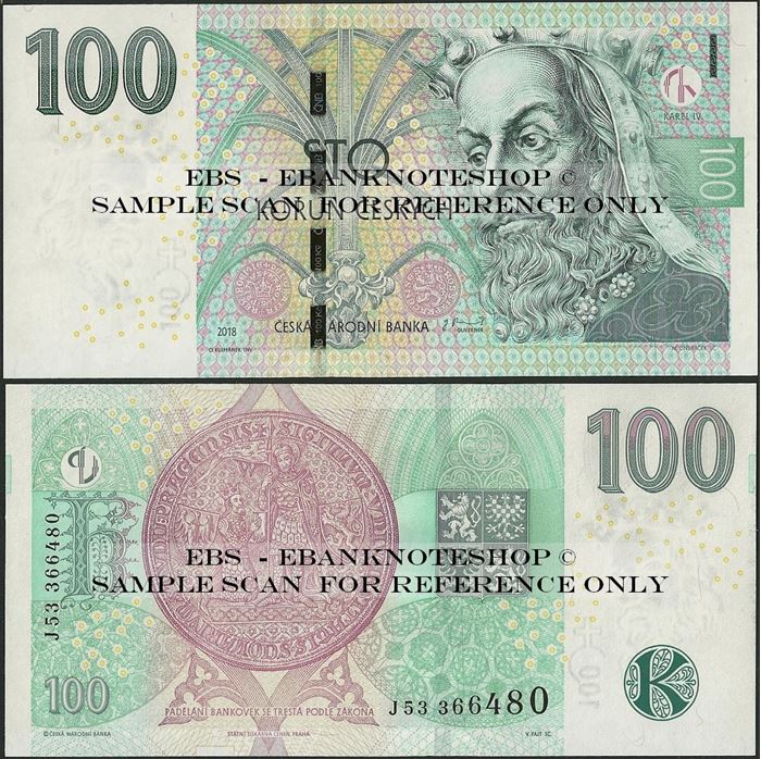 CZECH REPUBLIC 100 Korun Banknote World Paper Money Currency PICK p-New 2018
