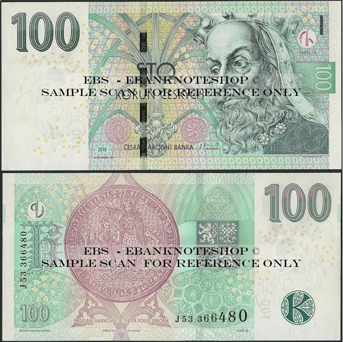 Picture of Czech Republic,P18,B127a,100 Korun,2018