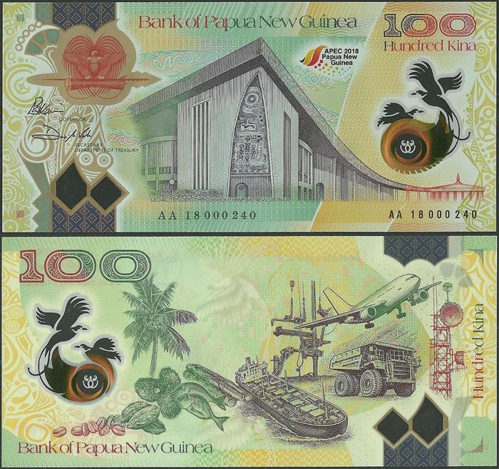Picture of Papua New Guinea,P56,B160a,100 Kina,2018,Comm