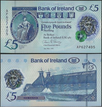Picture of Northern Ireland,PNL,B136a,5 Pounds,2019,Bank of Ireland