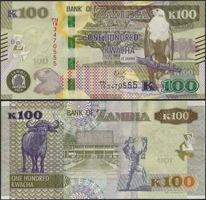 Picture of Zambia,P61,B170a,100 Kwacha,2018