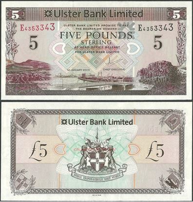 Picture of Northern Ireland,P340,B936b,5 Pounds,2013,Ulster