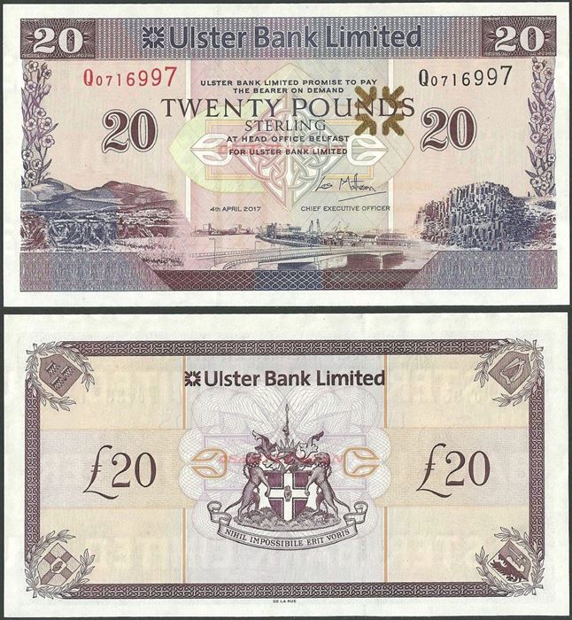 Picture of Northern Ireland,P342h,B938h,20 Pounds,2017,Ulster,Sg 10,Prefix P