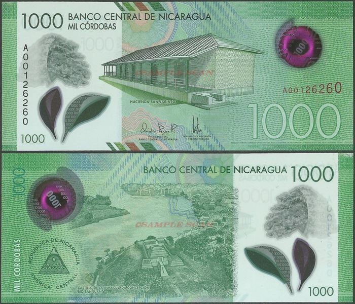 Picture of Nicaragua,P218a,B515a,1000 Cordobas,2017 (In 2019)