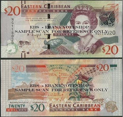 Picture of East Caribbean States,P53b,B237b,20 Dollars,2015