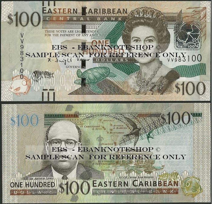 Picture of East Caribbean States,P55b,B239b,100 Dollars,2015