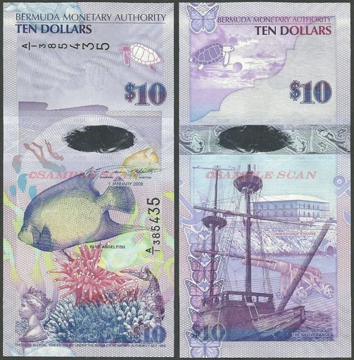 Picture of Bermuda,P59,B232b,10 Dollars,2019,A/1 Prefix