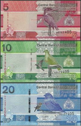 Picture of Gambia,B235-B237,5-20 Dalasi,2019,3 NOTE SET
