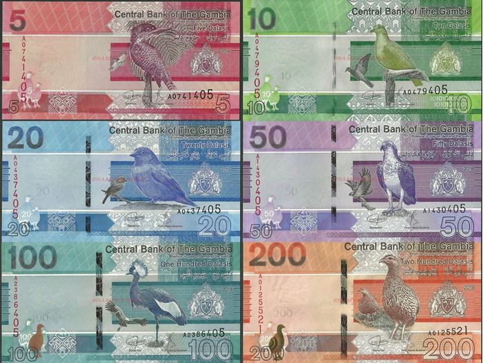 Picture of Gambia,B235-B240,5-200 Dalasi,2019,6 NOTE SET