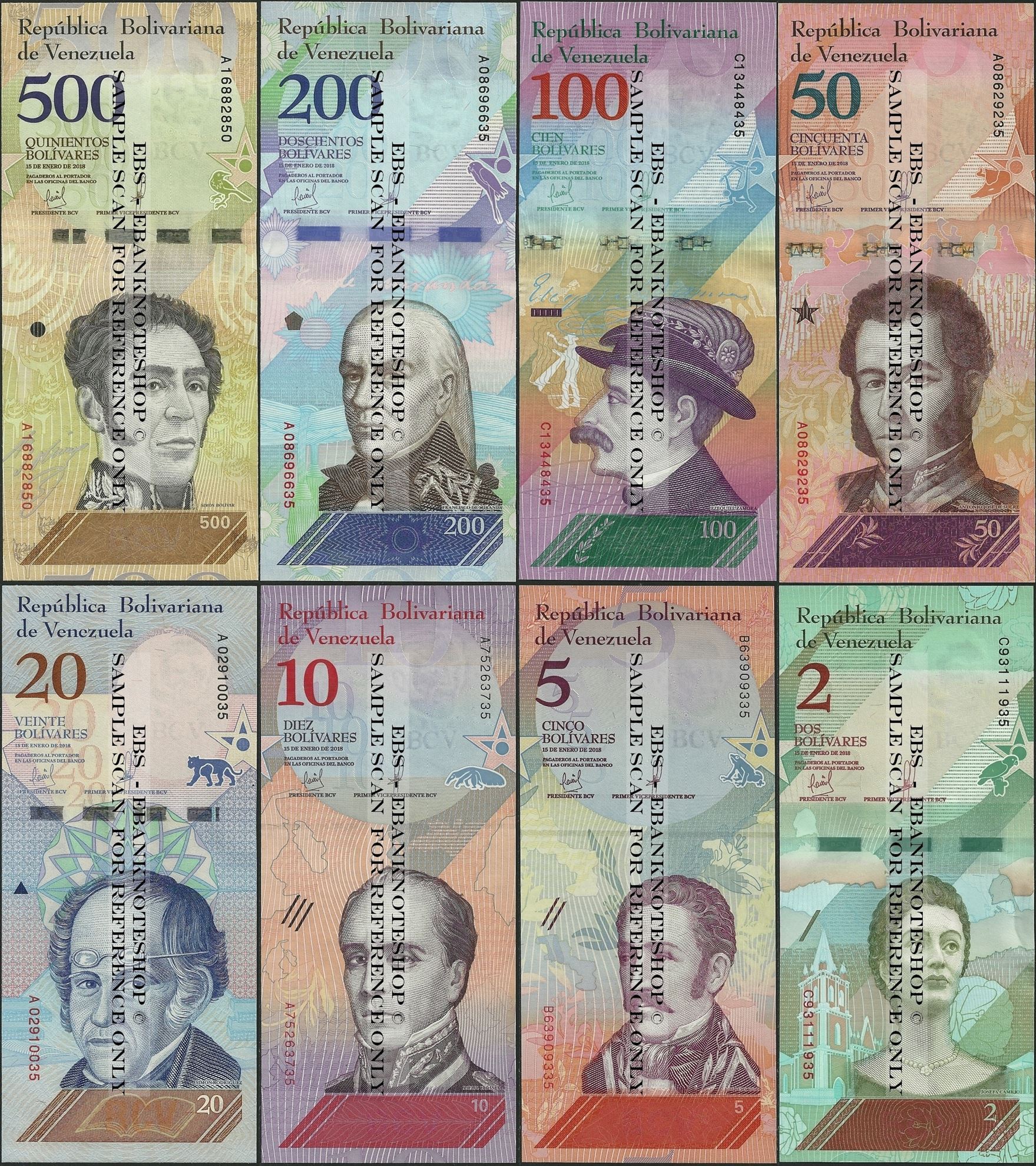 Ebanknoteshop. Venezuela,P101-P108,B371 