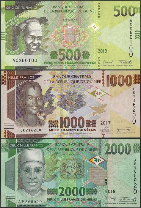 Picture of Guinea,SET,B341 -B343,500 -2000 Francs,2015-2019
