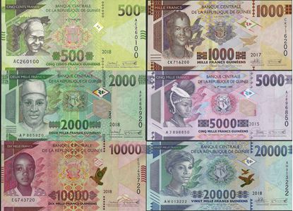 Picture of Guinea,SET,B339 -B344,500 -20000 Francs,2015-2021